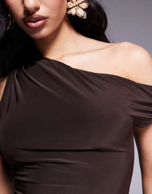 brown skater dresses Brown Skater Dress Plain Crinkle Long Sleeve main image 1