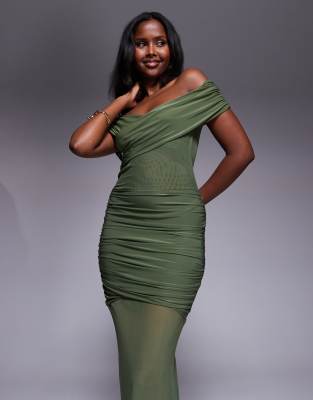 Kaiia exclusive double layered slinky off shoulder sheer