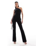 [Kaiia] Kaiia exclusive double layered slinky ruched side folded waist flared pants in black (part of a set) 6 BLACK