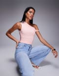 [Kaiia] Kaiia exclusive double-layered slinky twist of- shoulder top in baby pink 6 Baby pink