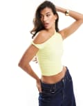 [Kaiia] Kaiia exclusive double-layered slinky twist off-shoulder top in yellow 10 YELLOW