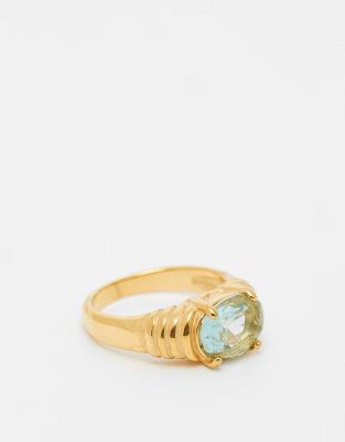 Kaiia - Exclusive - Edelstahlring in Goldoptik mit blauem Stein-Goldfarben