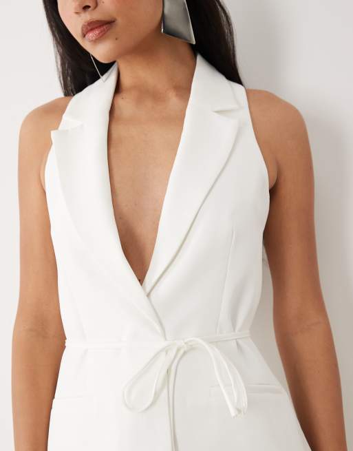 Kaiia - Exclusive - Elegante mouwloze mini jurk met gestrikte taille in wit, 4 van 4