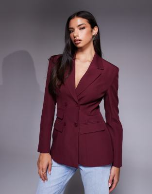 Kaiia - Exclusive - Eleganter taillierter Blazer in Weinrot, Kombiteil
