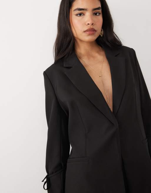Kaiia – Exclusive – Eleganter, taillierter Blazer mit Bindedetail in Schwarz, Kombiteil, 4 von 4
