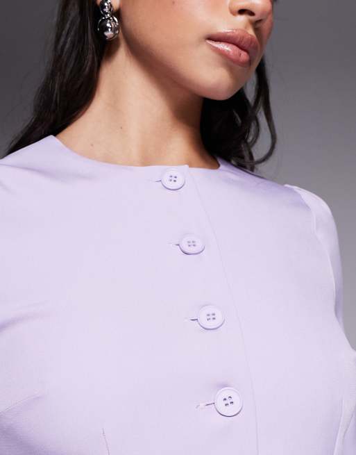 Kaiia – Exclusive – Elegantes langärmliges Maxikleid in Flieder mit Knopfleiste, 3 von 4