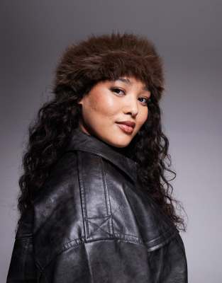 Kaiia Exclusive Faux Fur Headband In Brown