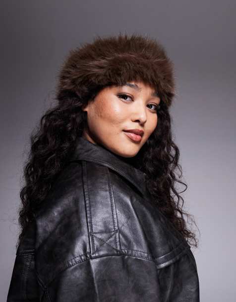 Kaiia exclusive faux fur headband in brown - view 1