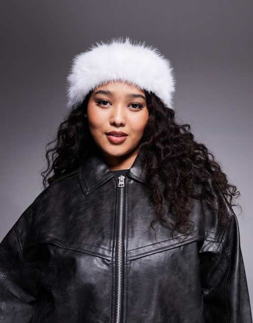 Kaiia exclusive faux fur headband in white, 2 of 3