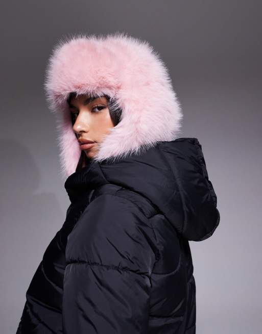 帽子 Sex fur cap pink archive y2k oops Curly Frills Baby Pink Faux