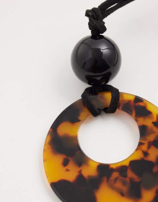 Kaiia exclusive faux leather cord pendant necklace in brown tort, 3 of 4