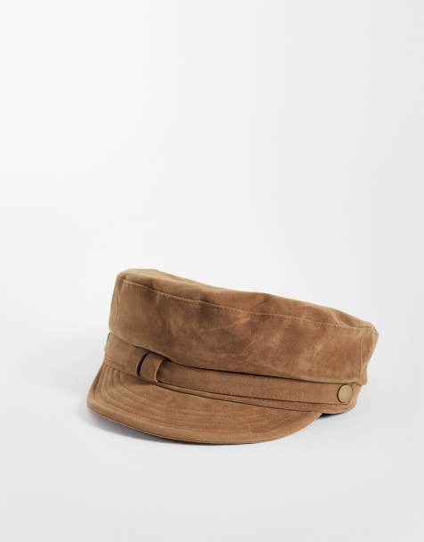 Kaiia exclusive faux suede baker boy cap in light brown - view 1