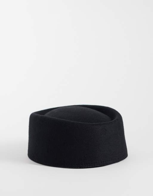 Kaiia exclusive felt pillbox hat in black, 3 of 3