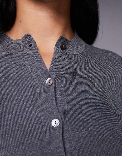 Kaiia exclusive fine knit button through cardigan co-ord in charcoal, 2 of 4