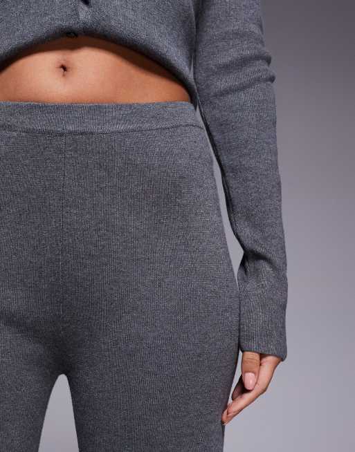Kaiia exclusive fine knit wide leg pants in charcoal - part of a set, 4 of 5