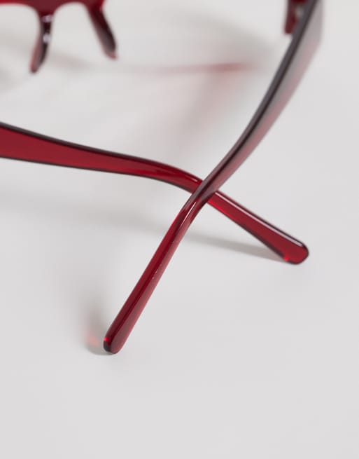 Kaiia exclusive flat top rimless clear lens glasses in burgundy, 3 of 3