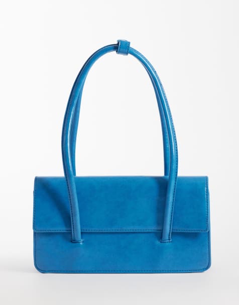 Kaiia exclusive foldover faux leather bag in blue - view 1