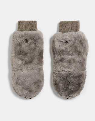 Kaiia Kaiia exclusive fur mittens in brown