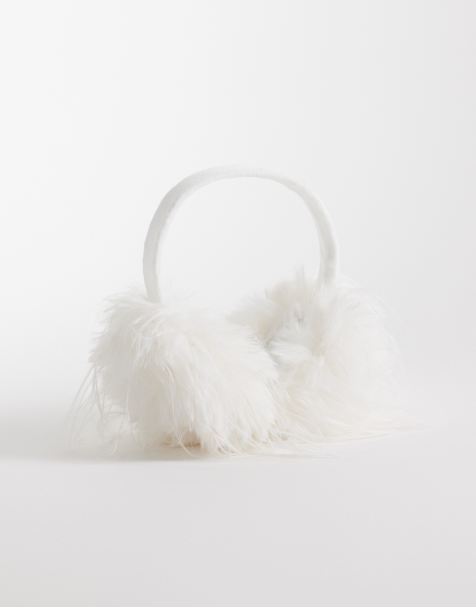 Kaiia exclusive furry earmuffs in cream - view 1