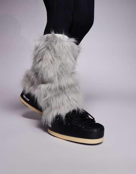 Kaiia exclusive furry leg warmers in gray - view 1