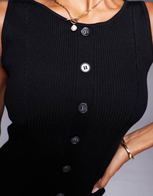 Kaiia Exclusive Gebreide mouwloze mini skaterjurk met brede