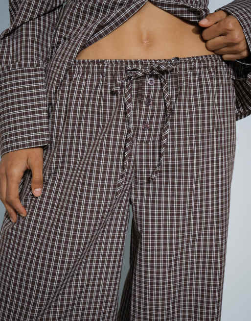 Kaiia - Exclusive - Geruite broek met wijde pijpen in bruin, deel van co-ord set, 2 van 9