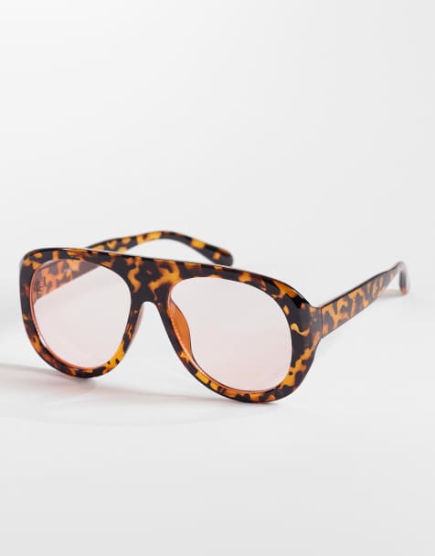 Kaiia - Exclusive - Grote pilotenzonnebril met roze glazen in bruin tortoise - view 1