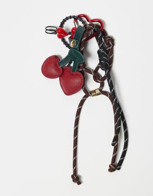 Kaiia exclusive heart carabiner cherry and cord bag charm in multi - view 1