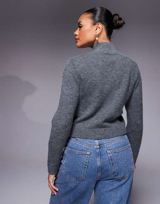 Kaiia Exclusive high neck knit flared sleeve relaxed sweater