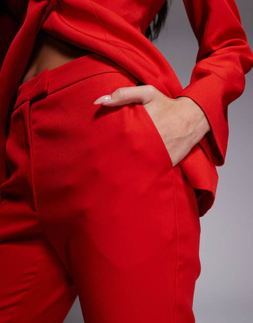 Kaiia exclusive high rise tailored flare pants in red - part of a set, 5 of 5