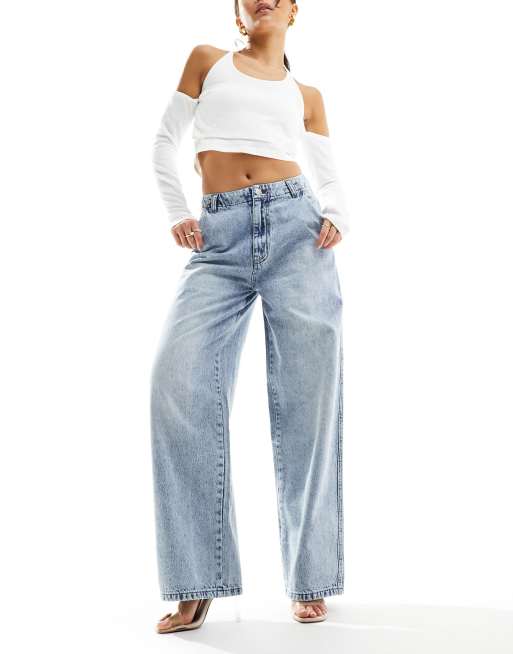 Kaiia – Exclusive – Jeans in hellblauer Waschung mit hohem Baumwollanteil und weitem Bein   , 2 von 4