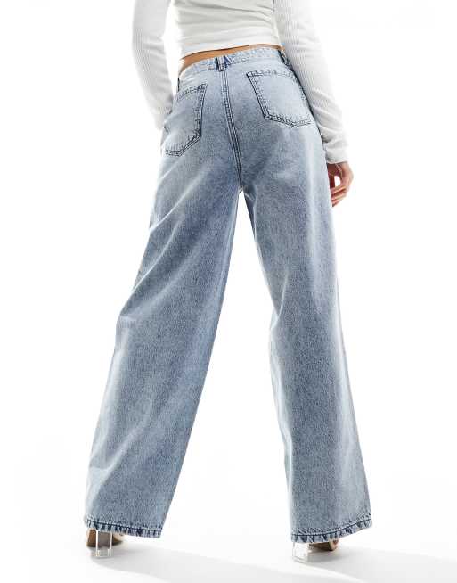 Kaiia – Exclusive – Jeans in hellblauer Waschung mit hohem Baumwollanteil und weitem Bein   , 3 von 4