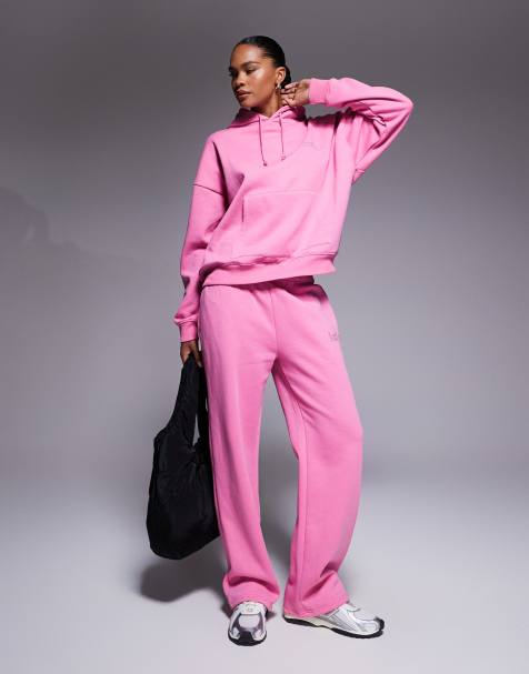 Kaiia – Exclusive – Jogginghose in Pink mit hohem Baumwollanteil, weitem Bein und Strass-Logo, Kombiteil - view 1