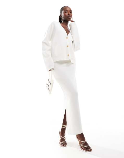 Kaiia exclusive knit maxi skirt in ecru - part of a set - view 1