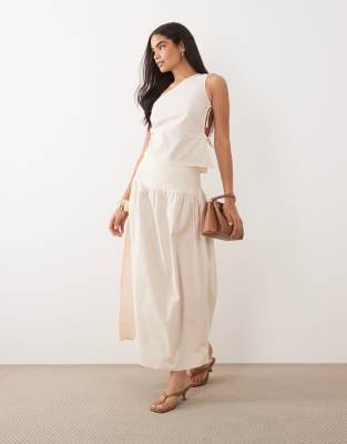 Kaiia exclusive linen blend drop maxi skirt co-ord in beige
