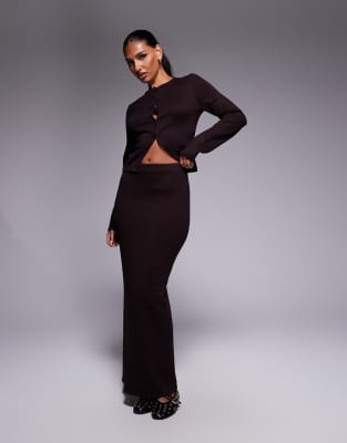 Kaiia - Exclusive - Maxi-Strickrock in Schokobraun, Kombiteil-Brown