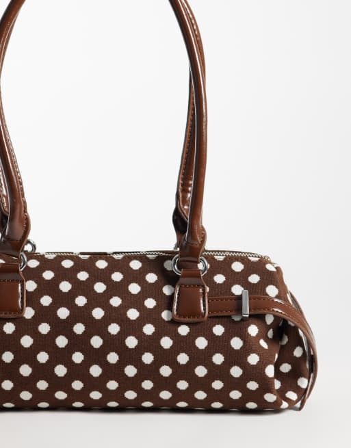 Kaiia exclusive mini purse in chocolate and cream polka dot, 2 of 4