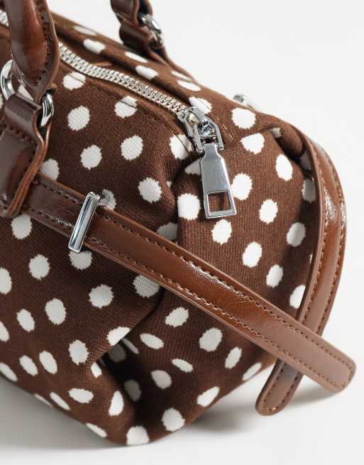 Kaiia exclusive mini purse in chocolate and cream polka dot, 3 of 4