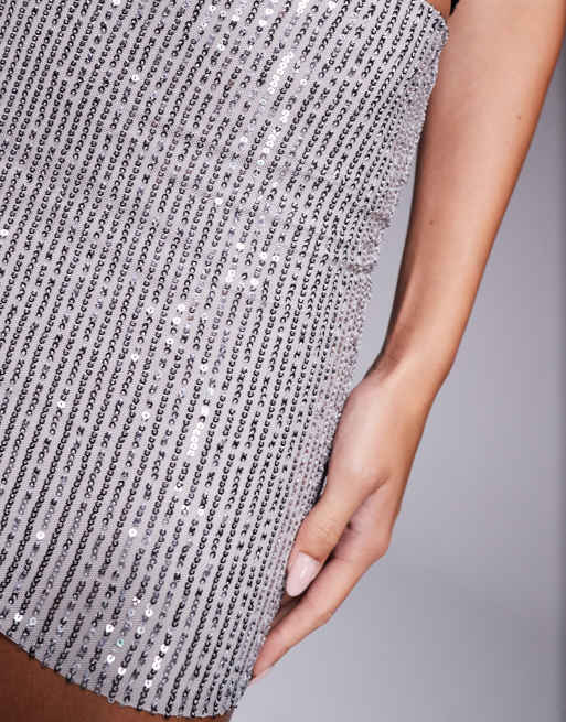 Kaiia – Exclusive – Minirock in Silber mit Paillettenbesatz, 5 von 5