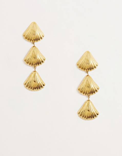 Kaiia - Exclusive - Oorhangers van roestvrij staal met schelp in goud - view 1