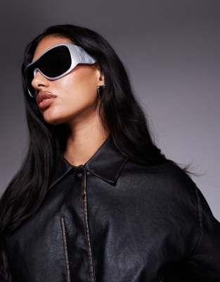 Kaiia - Exclusive - Oversize-Sonnenbrille in Silber