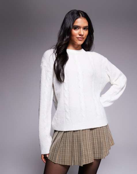 Kaiia exclusive oversized cable knit sweater in cream - part of a set - view 1
