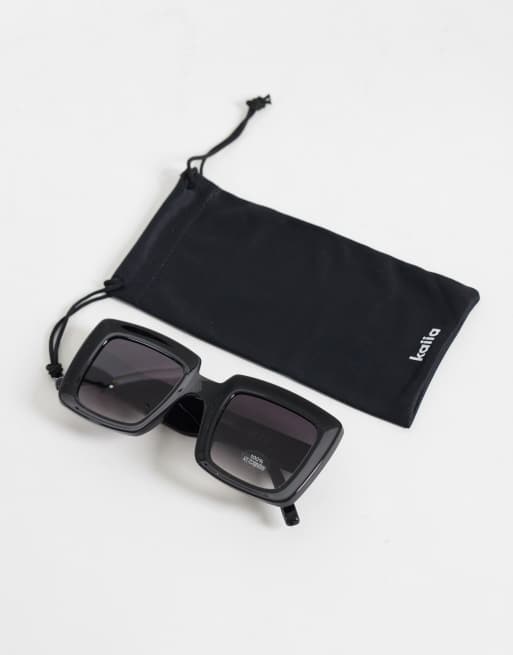 Kaiia exclusive oversized chunky square sunglasses in black, 2 of 3