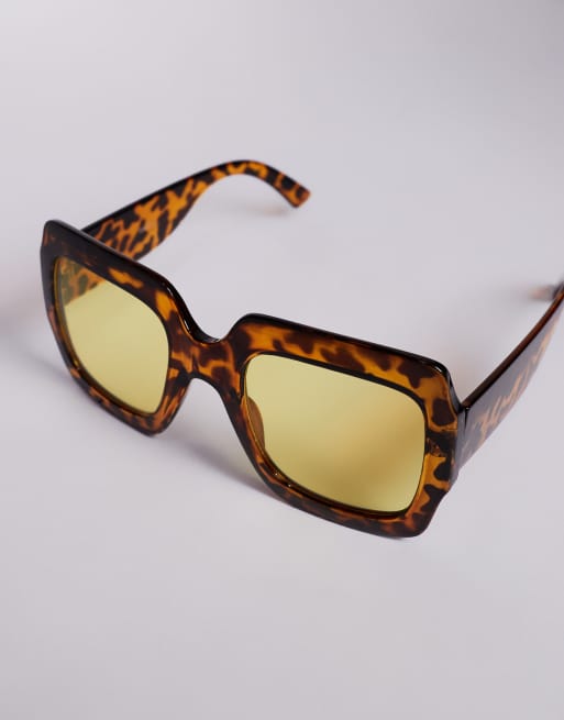Kaiia exclusive oversized chunky square yellow lens