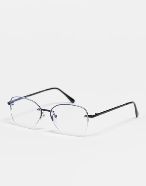 Kaiia exclusive oversized clear lens glasses in black - view 1