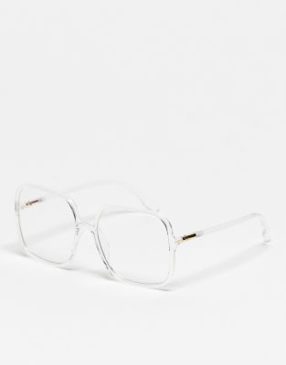 Kaiia Exclusive Oversized Square Clear Frame Blue Light Lens Glasses In Transparent