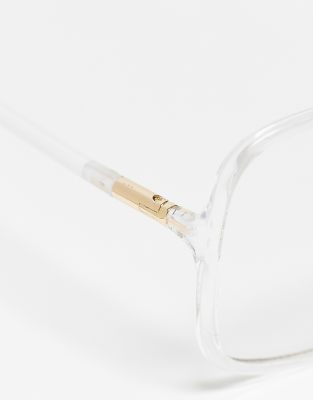 Kaiia Exclusive Oversized Square Clear Frame Blue Light Lens Glasses