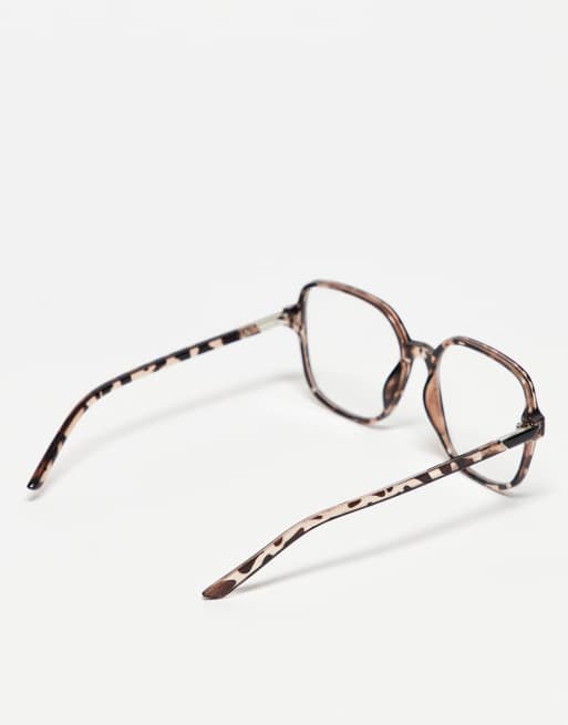 Kaiia exclusive oversized square clear lens glasses in tort, 2 of 3