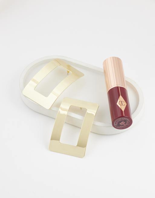 Kaiia exclusive oversized square earrings in gold, 2 of 4