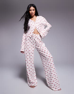 exclusive pajama bottoms in red bow print - part of a set-Multi